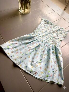 Princess Polly Light Blue Floral Smocked Strapless Sundress